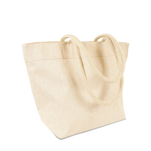 Große Jutetasche als Shopper mit Reißverschluss und Innentasche zum Bedrucken als Werbetasche