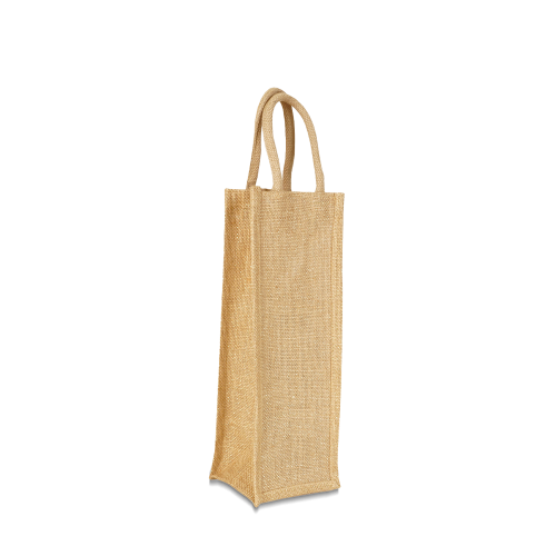 Flaschentasche aus Natur Jute zum Bedrucken in Perspektive