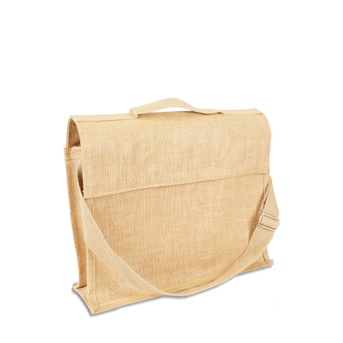 Jutetasche für Konferenz, Akten und Dokumente in Perspektive zum Bedrucken