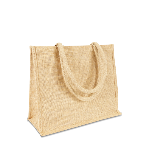 Mittelgroße Werbetasche aus Jute mit runden Griffen zum Bedrucken für Werbedruck