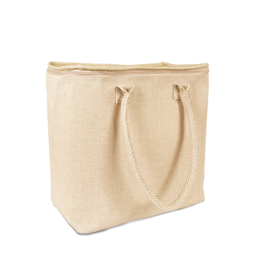 Kühltasche aus Jute und Baumwolle in öko Natur zum Bedrucken als Werbetasche vom Großhändler