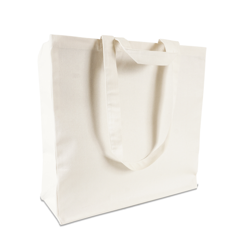 Große Fairtrade Baumwolltasche in Naturweiß, ideal für ihren Firmendruck