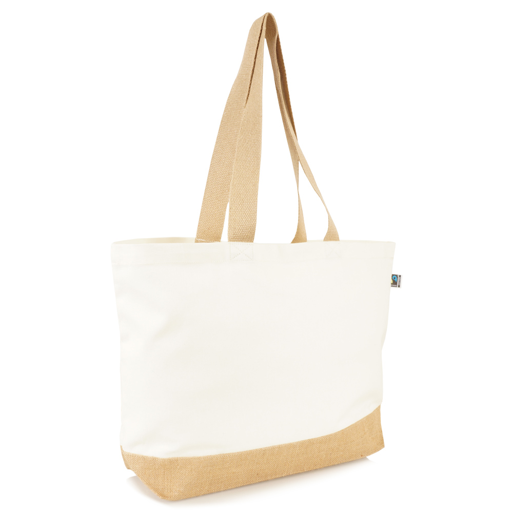 Fairtrade Strandtasche & Beachbag zum Bedrucken mit Juteboden