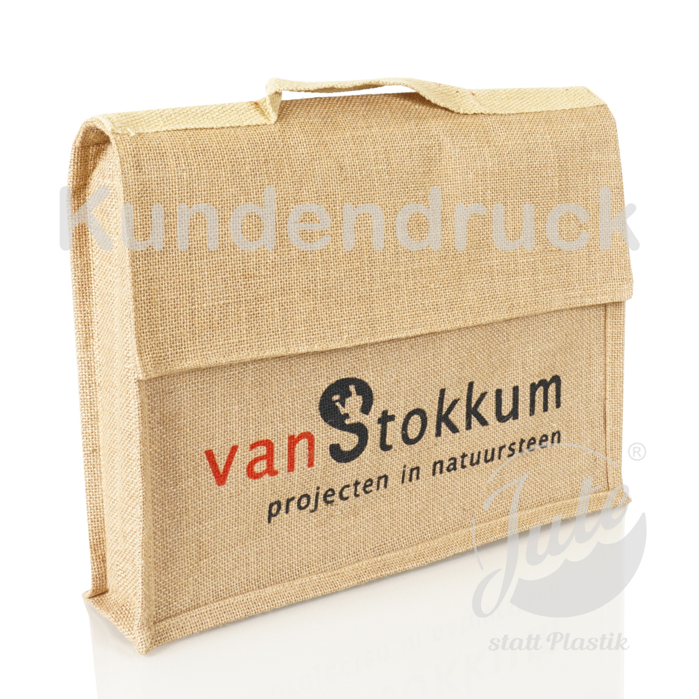 Dokumententasche zum Bedrucken aus Jute in Natur für Akten und Dokumente