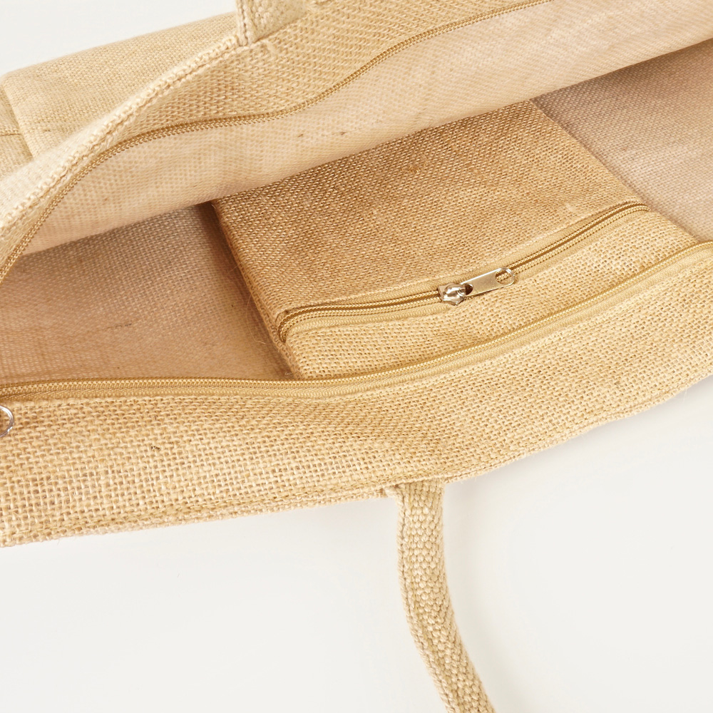 Jutetasche & Shopper mit langen Griffen und Reißverschluss zum Bedrucken