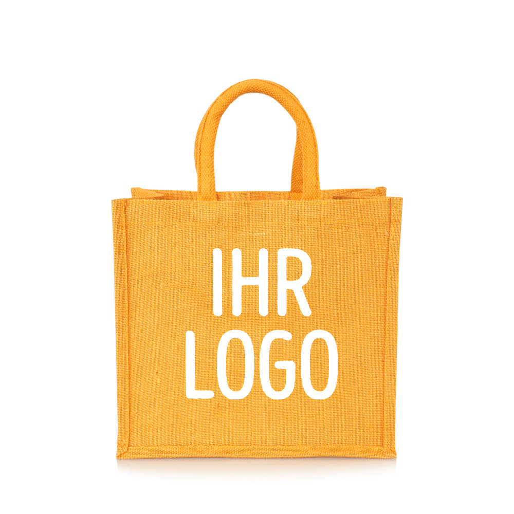 Jutetasche-Tragetasche-klein-gefärbt-orange-zum-Bedrucken-mit-Logodruck-Gewerbekunden
